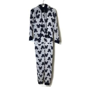Disney Mickey Mouse Fleece Hooded Sleepwear Jumpsuit Ladies' Small One Piece NWT